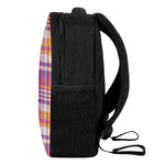Purple And Orange Madras Plaid Print Casual Backpack