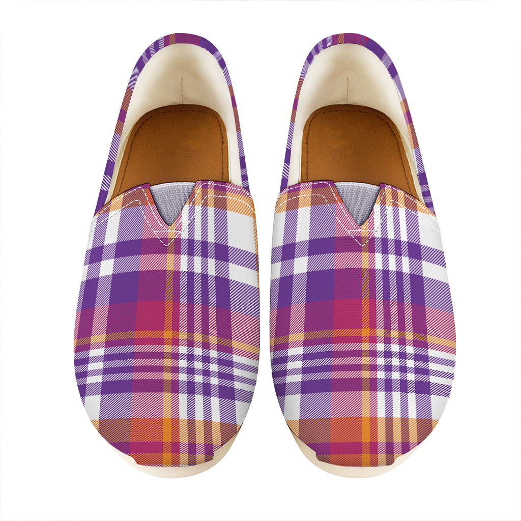 Purple And Orange Madras Plaid Print Casual Shoes