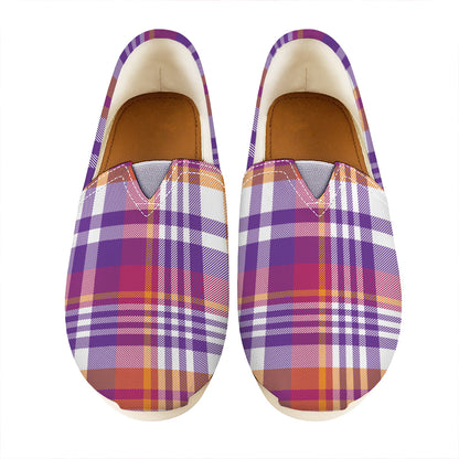 Purple And Orange Madras Plaid Print Casual Shoes