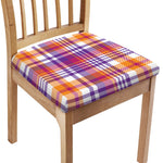 Purple And Orange Madras Plaid Print Chair Cushion Cover