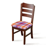 Purple And Orange Madras Plaid Print Chair Cushion Cover