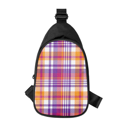 Purple And Orange Madras Plaid Print Chest Bag