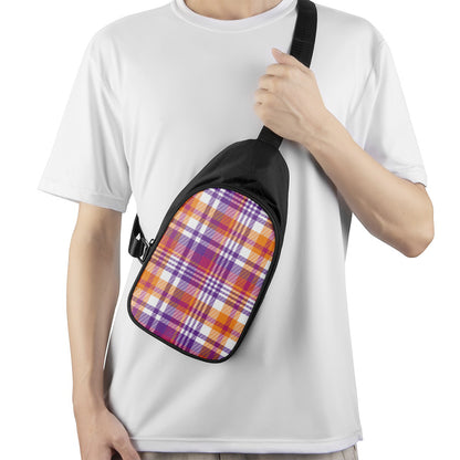 Purple And Orange Madras Plaid Print Chest Bag