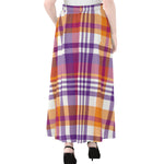 Purple And Orange Madras Plaid Print Chiffon Maxi Skirt