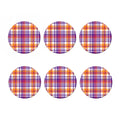 Purple And Orange Madras Plaid Print Coaster Set
