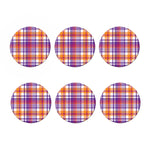 Purple And Orange Madras Plaid Print Coaster Set