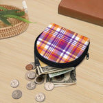 Purple And Orange Madras Plaid Print Coin Purse