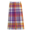 Purple And Orange Madras Plaid Print Cotton Front Slit Maxi Skirt