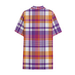 Purple And Orange Madras Plaid Print Cotton Hawaiian Shirt