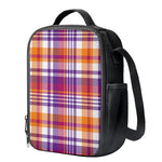 Purple And Orange Madras Plaid Print Crossbody Lunch Bag