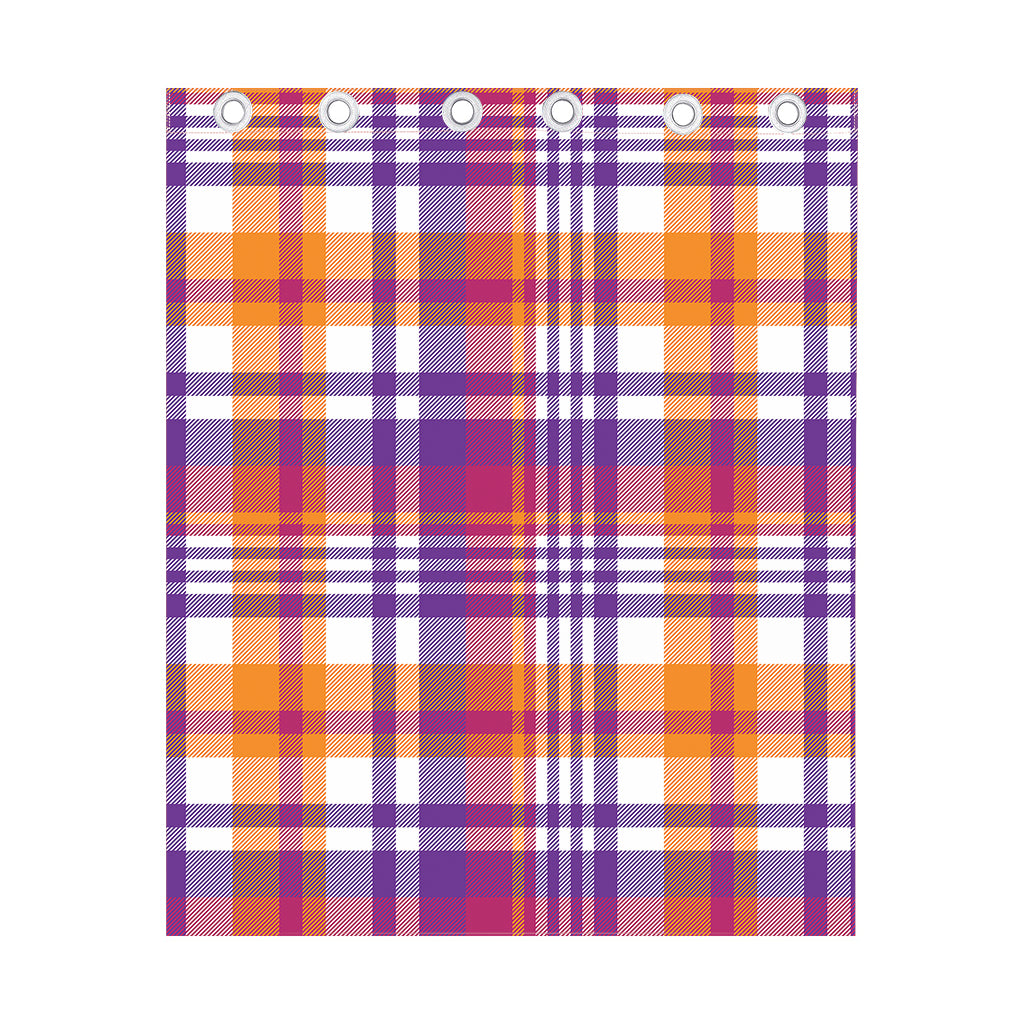 Purple And Orange Madras Plaid Print Curtain