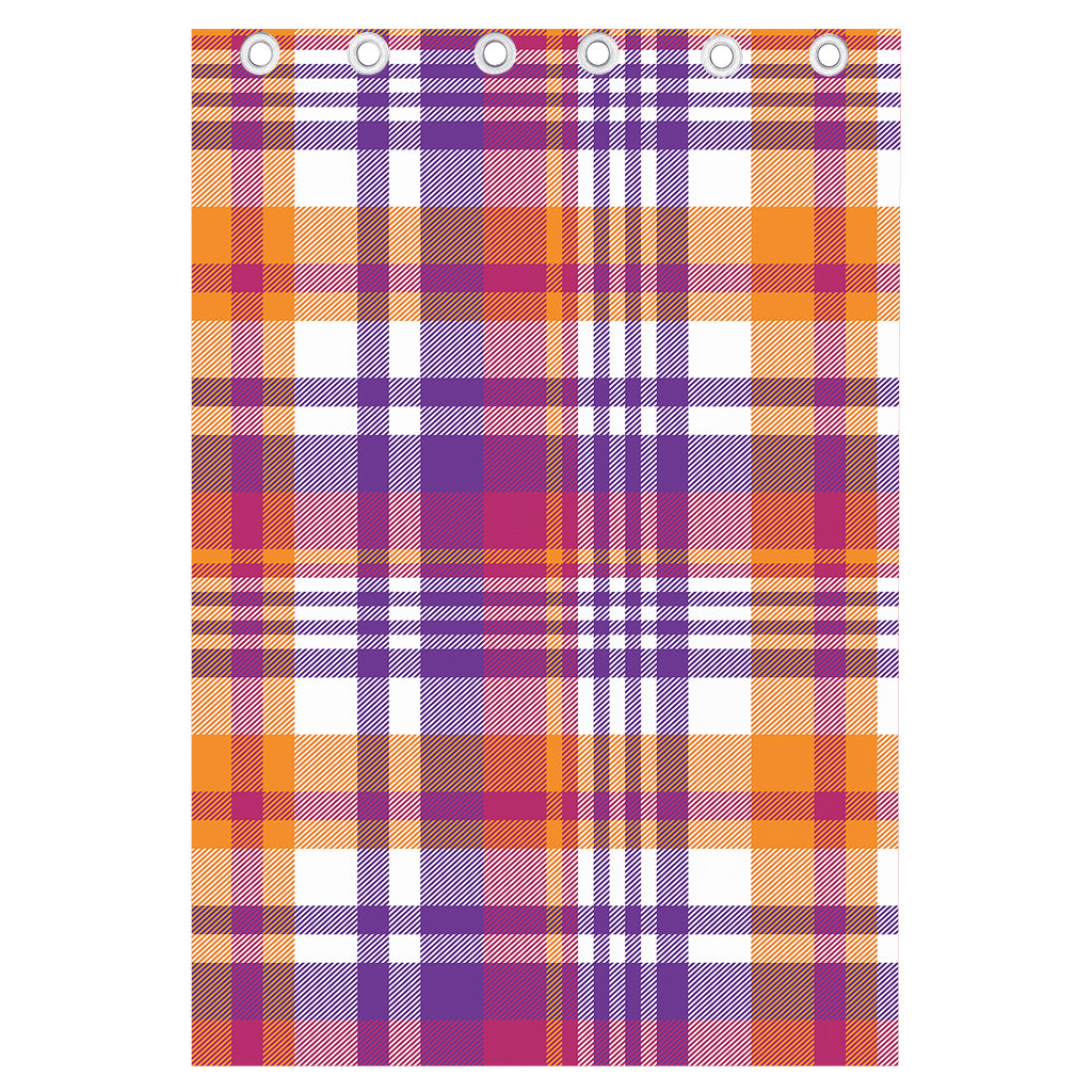 Purple And Orange Madras Plaid Print Curtain