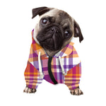 Purple And Orange Madras Plaid Print Dog Zip Up Hoodie