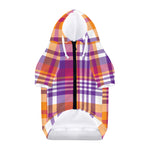 Purple And Orange Madras Plaid Print Dog Zip Up Hoodie