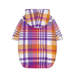 Purple And Orange Madras Plaid Print Dog Zip Up Hoodie