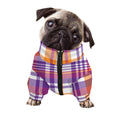 Purple And Orange Madras Plaid Print Dog Zip Up Jacket