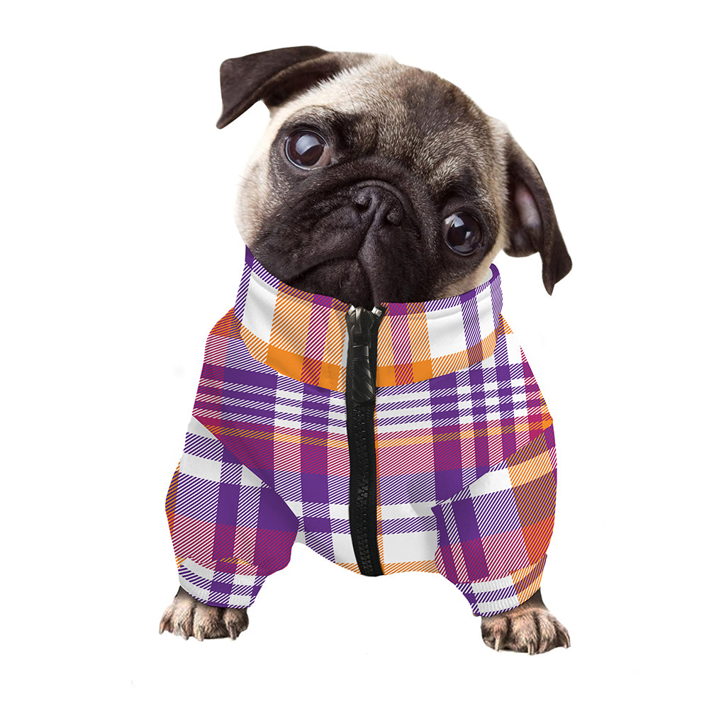 Purple And Orange Madras Plaid Print Dog Zip Up Jacket