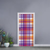 Purple And Orange Madras Plaid Print Door Sticker