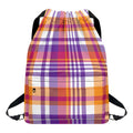 Purple And Orange Madras Plaid Print Drawstring Backpack