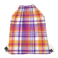 Purple And Orange Madras Plaid Print Drawstring Bag