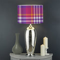 Purple And Orange Madras Plaid Print Drum Lamp Shade