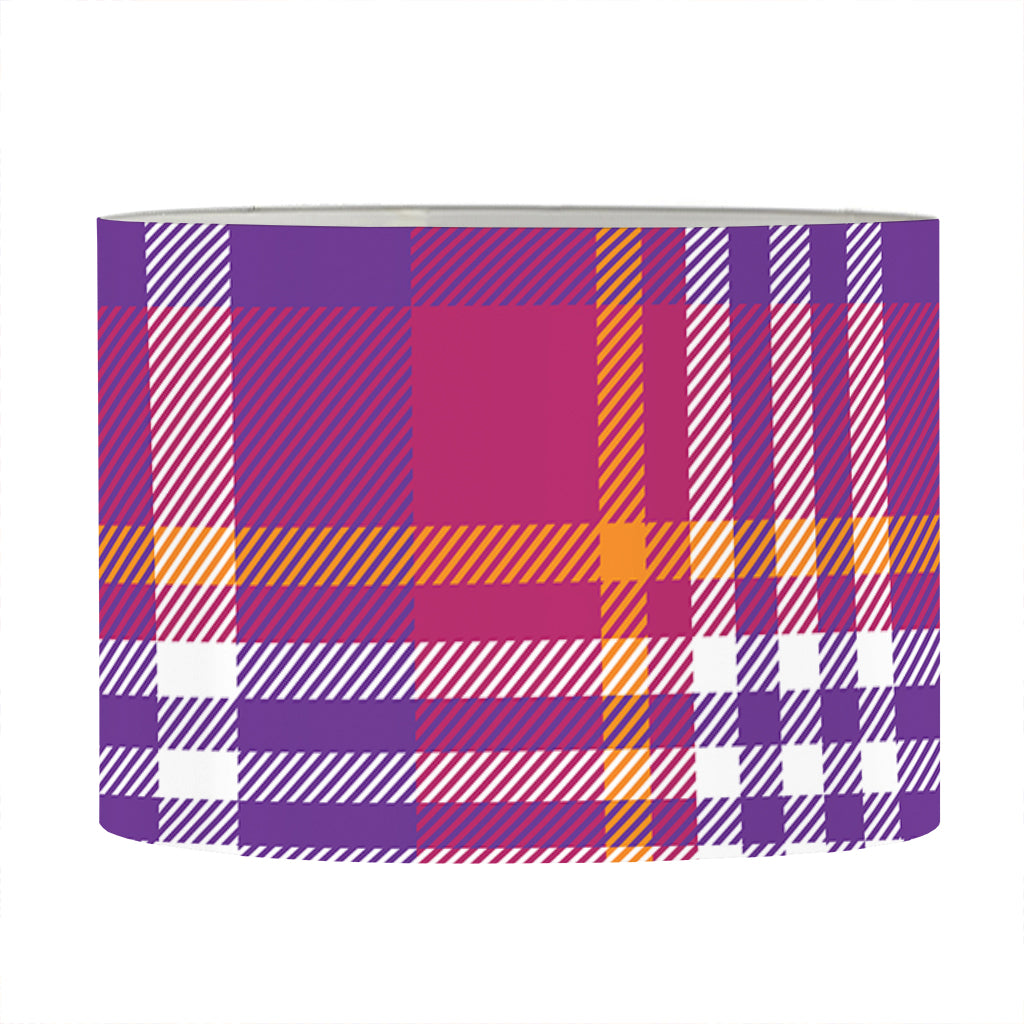Purple And Orange Madras Plaid Print Drum Lamp Shade