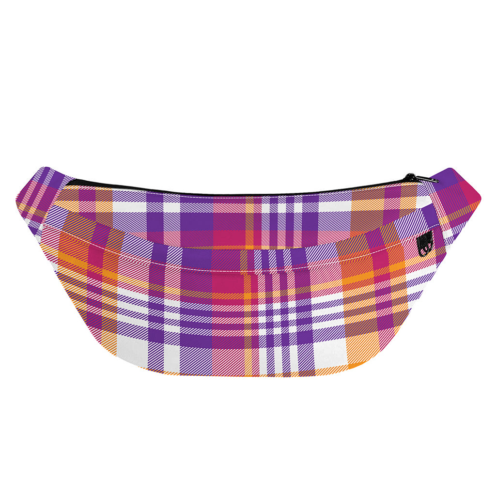 Purple And Orange Madras Plaid Print Fanny Pack