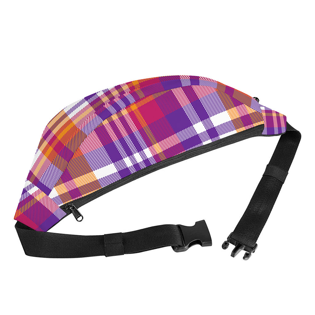 Purple And Orange Madras Plaid Print Fanny Pack