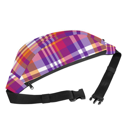 Purple And Orange Madras Plaid Print Fanny Pack