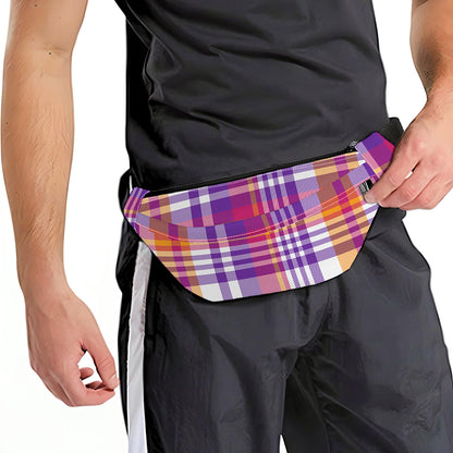 Purple And Orange Madras Plaid Print Fanny Pack