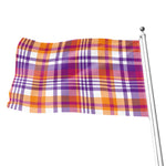 Purple And Orange Madras Plaid Print Flag