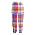 Purple And Orange Madras Plaid Print Fleece Lined Knit Pants