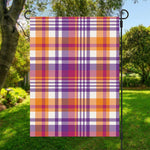 Purple And Orange Madras Plaid Print Garden Flag