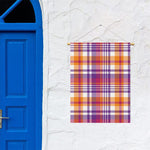 Purple And Orange Madras Plaid Print Garden Flag