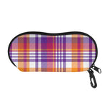 Purple And Orange Madras Plaid Print Glasses Case