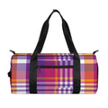 Purple And Orange Madras Plaid Print Gym Bag