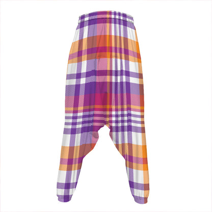 Purple And Orange Madras Plaid Print Hammer Pants
