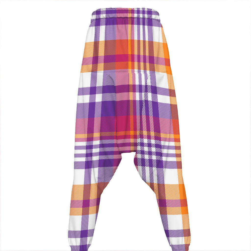 Purple And Orange Madras Plaid Print Hammer Pants