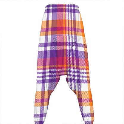 Purple And Orange Madras Plaid Print Hammer Pants