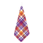 Purple And Orange Madras Plaid Print Hand Towel