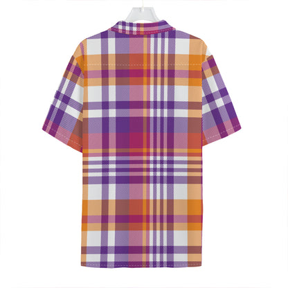 Purple And Orange Madras Plaid Print Hawaiian Shirt