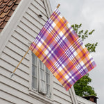 Purple And Orange Madras Plaid Print House Flag