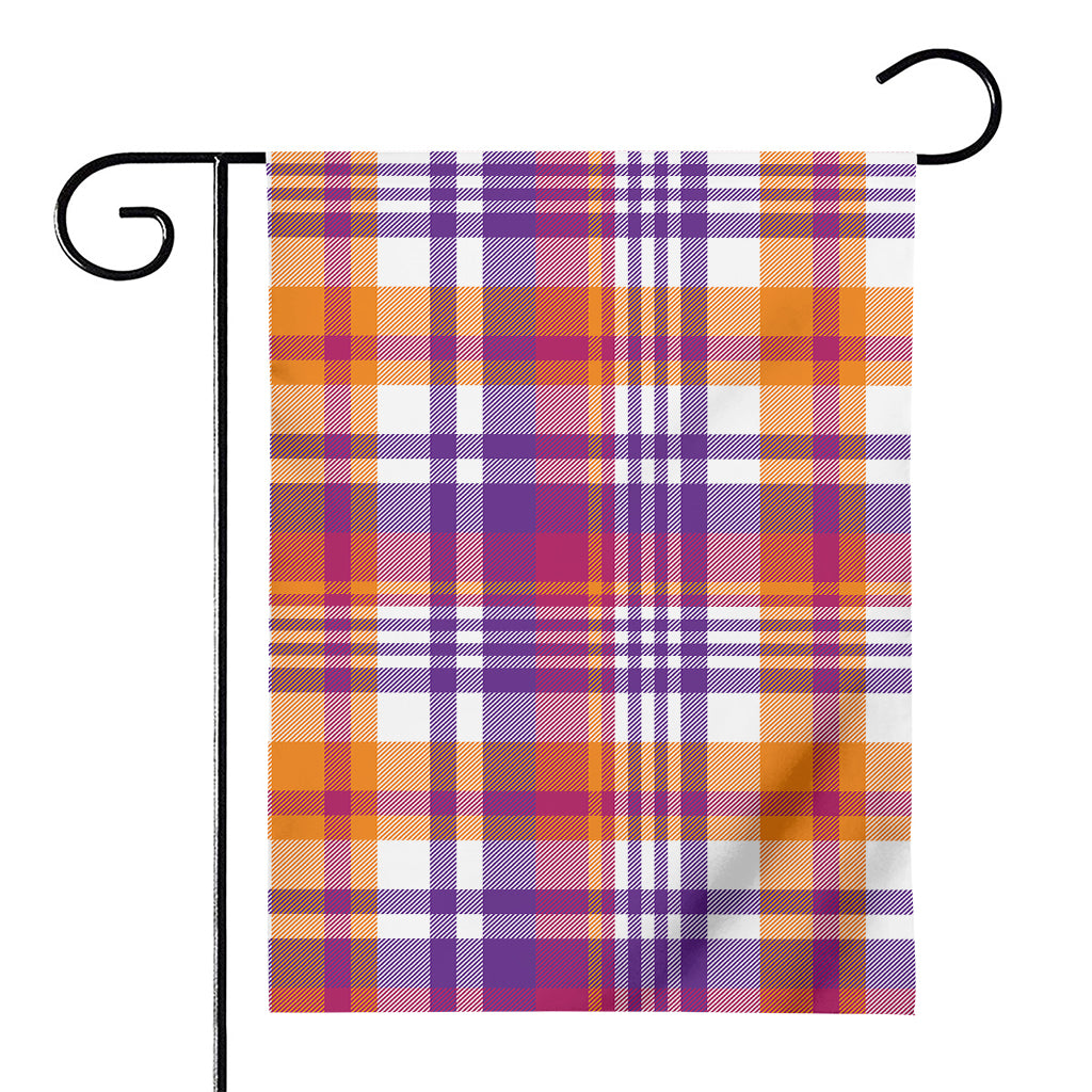 Purple And Orange Madras Plaid Print House Flag