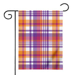 Purple And Orange Madras Plaid Print House Flag