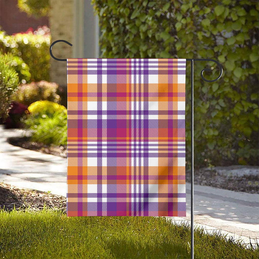 Purple And Orange Madras Plaid Print House Flag