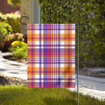 Purple And Orange Madras Plaid Print House Flag