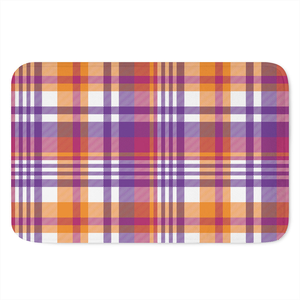 Purple And Orange Madras Plaid Print Indoor Door Mat