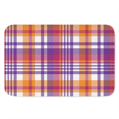 Purple And Orange Madras Plaid Print Indoor Door Mat