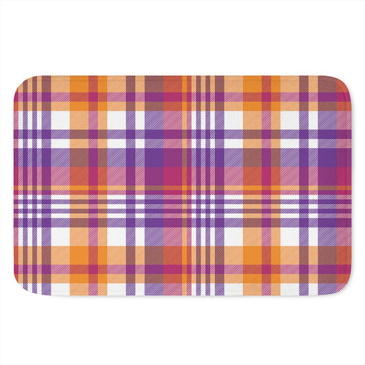 Purple And Orange Madras Plaid Print Indoor Door Mat