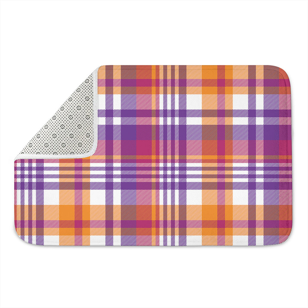 Purple And Orange Madras Plaid Print Indoor Door Mat